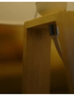 Lámpara de mesa Nuts – FORLIGHT – Lámpara nórdica con pantalla textil, Madera natural
