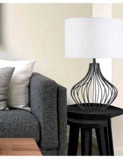 Lámpara de mesa Prato - AJP - Diseño jaula con pantalla blanca