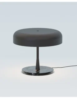 Lámpara de mesa Rea – Robin – Base de mármol, Pantalla negra mate, 3xE27