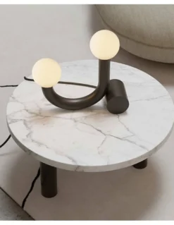 Lámpara de mesa Rigoberta – Robin – Diseño minimalista con 2 luces, Disponible en negro o blanco