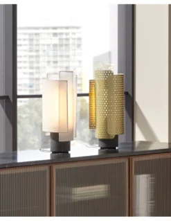 Lámpara de mesa Rio - Punt Mobles - Lámpara moderna y regulable de diseño geométrico y base de mármol