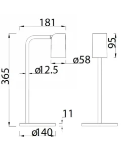 Lámpara de mesa Sal – Mantra – Lámpara de escritorio con cabezal orientable, Blanco-Negro