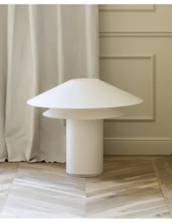 Lámpara de mesa Shan – Faro – Pantalla de pergamino, diseño decorativo