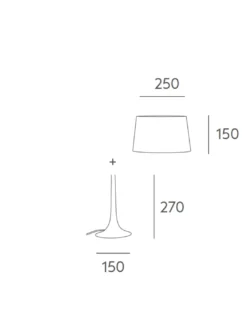 Lámpara de mesa Simplicity – Massmi – Pantalla cónica de algodón translúcido, Altura: 42 cm