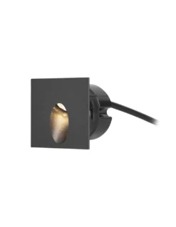 Lámpara de pared de exterior Icon – FORLIGHT – Empotrable de aluminio negro cuadrado, LED 3000K 228 lm, Medidas: 8 cm