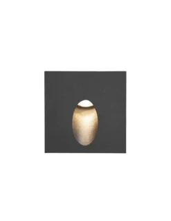 Lámpara de pared de exterior Icon – FORLIGHT – Empotrable de aluminio negro cuadrado, LED 3000K 228 lm, Medidas: 8 cm