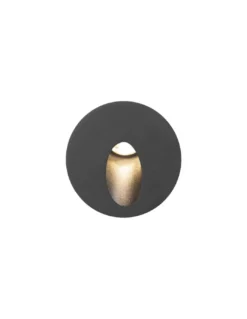 Lámpara de pared de exterior Icon – FORLIGHT – Empotrable de aluminio negro redondo, LED 3000K 228 lm, Diámetro: 8 cm