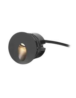 Lámpara de pared de exterior Icon – FORLIGHT – Empotrable de aluminio negro redondo, LED 3000K 228 lm, Diámetro: 8 cm