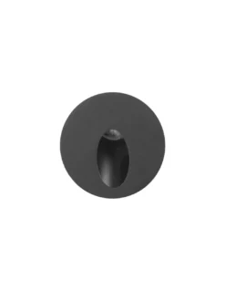 Lámpara de pared de exterior Icon – FORLIGHT – Empotrable de aluminio negro redondo, LED 3000K 228 lm, Diámetro: 8 cm