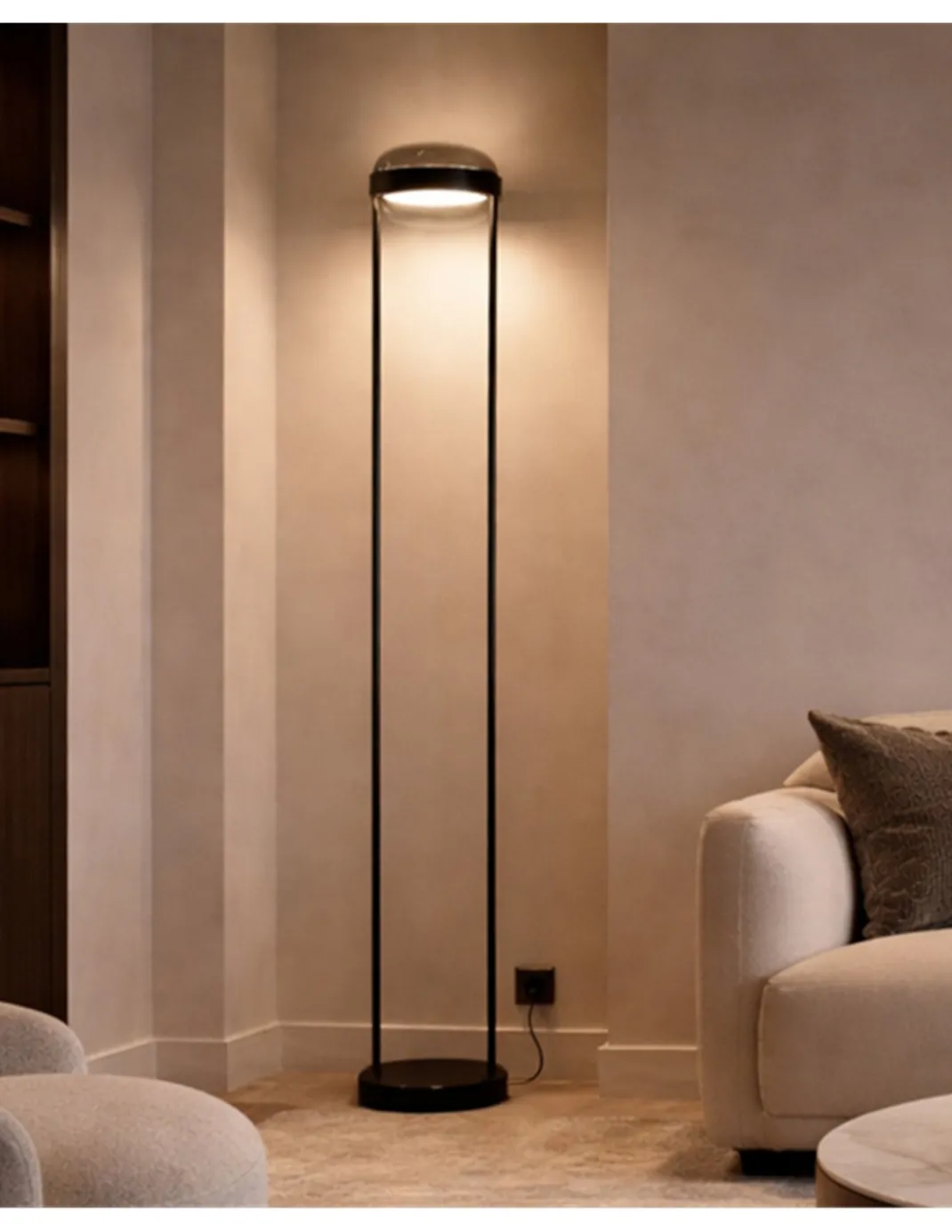 Lámpara de pie Beaded F - B.lux - Doble difusor de vidrio soplado con luz directa e indirecta