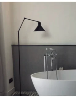 Lámpara de pie Capuchina – Luxcambra – Estilo industrial negro, lámpara articulable