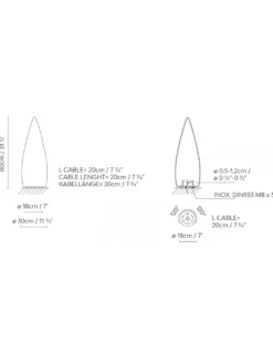 Lámpara de pie de exterior Kanpazar - B.lux - Lámpara decorativa blanca, altura: 80cm/150 cm