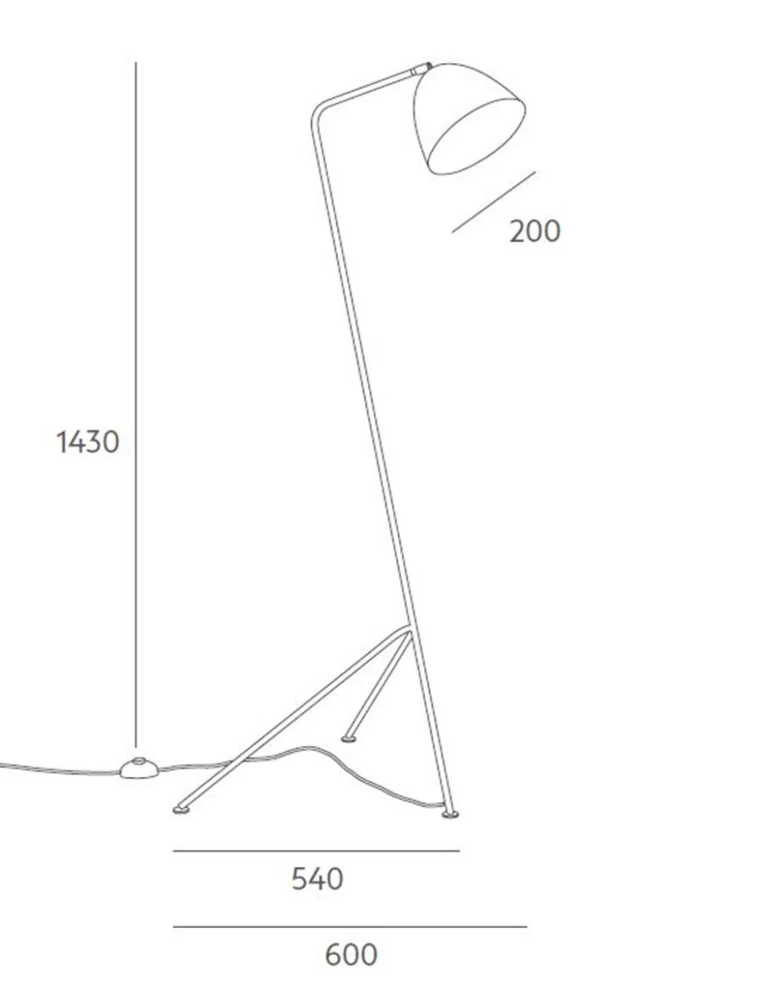 Lámpara de pie Hat – Massmi – Lámpara trípode, Estructura hierro pintado, Altura: 143 cm