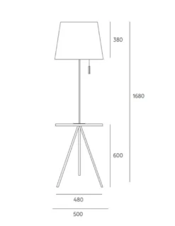 Lámpara de pie Hold – Massmi – Lámpara con mesita de madera, Altura: 168 cm