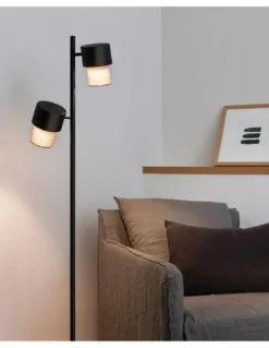 Lámpara de pie Kan – Luxcambra – Lámpara moderna con 2 pantallas de cotonet sand