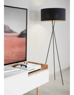 Lámpara de pie Loulu – Massmi – Lámpara trípode decorativa, Pantalla de algodón