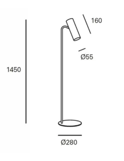 Lámpara de pie Meds – FORLIGHT – Lámpara de lectura con cabezal orientable, Altura: 145 cm