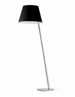 Lámpara de pie Moma - Faro - Pantalla textil negra, diseño inclinado