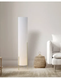 Lámpara de pie Naos - ACB - Lámpara minimalista con pantalla textil blanca