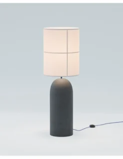 Lámpara de pie Rania – Robin - Base de hormigón gris, Pantalla crema blanca