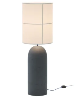 Lámpara de pie Rania – Robin - Base de hormigón gris, Pantalla crema blanca