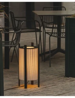 Lámpara de pie Rol - Milán - Lámpara para interior o exterior IP54, Madera de iroco barnizada, 3 tamaños, luz ambiente