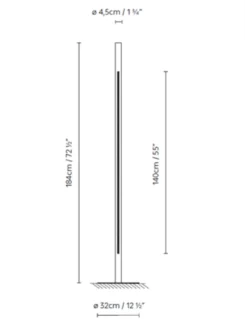 Lámpara de pie Solid F - B.lux - Diseño tubular vertical con óptica darklight y luz LED de confort