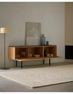Lámpara de pie Sussex - Punt Mobles - Pantalla de madera, altura: 140 cm