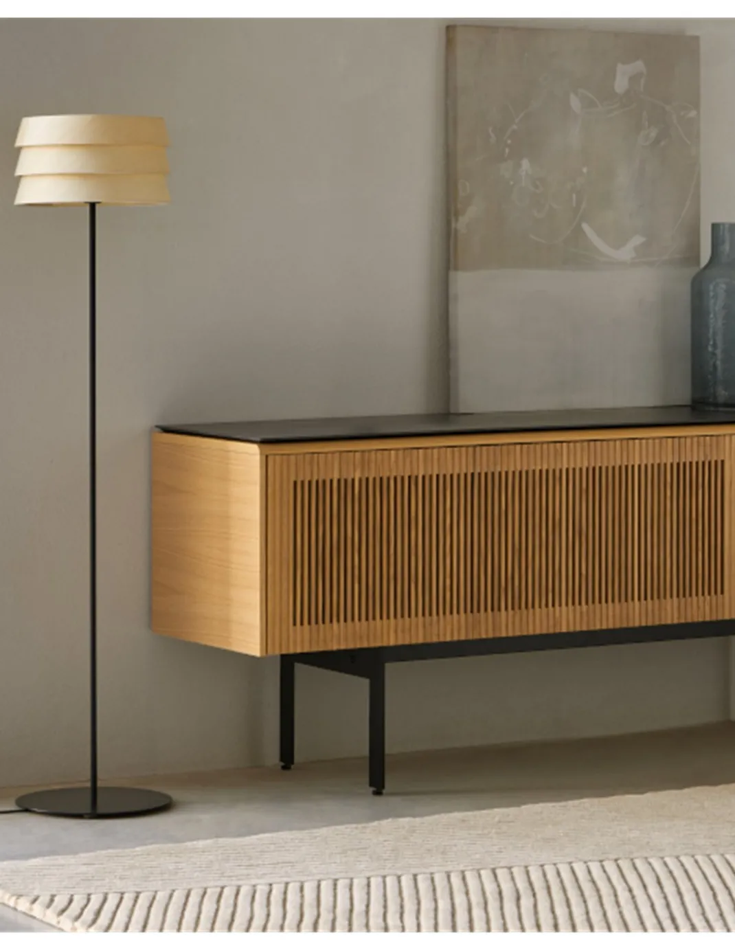 Lámpara de pie Sussex - Punt Mobles - Pantalla de madera, altura: 140 cm
