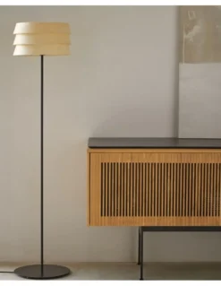 Lámpara de pie Sussex - Punt Mobles - Pantalla de madera, altura: 140 cm
