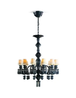 Lámpara de techo de araña de porcelana en negro– Chandelier 12, 24, 40 brazos – Lladró