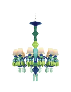 Lámpara de techo de araña de porcelana verde– Chandelier 12, 24, 40 brazos – Lladró