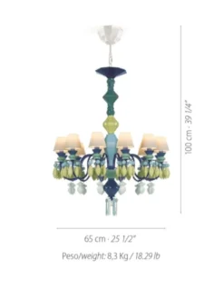 Lámpara de techo de araña de porcelana verde– Chandelier 12, 24, 40 brazos – Lladró