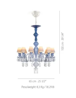 Lámpara de techo de araña de porcelana azul– Chandelier 12, 24, 40 brazos – Lladró