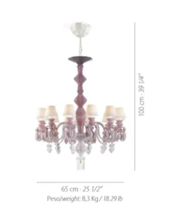 Lámpara de techo de araña de porcelana rosa– Chandelier 12, 24, 40 brazos – Lladró