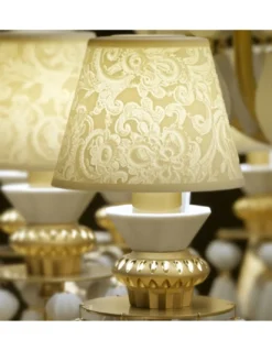 Lámpara de techo de araña de porcelana en lustre oro– Chandelier 12, 24, 40 brazos – Lladró
