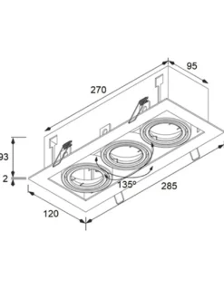 Lámpara de techo empotrable 3010 - Conalux - Downlight lineal con 3 o 4 focos orientables