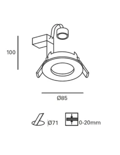 Lámpara de techo empotrable Feu – FORLIGHT – Apto para exterior (IP65), Diámetro: 8,5 cm, GU10