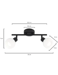 Lámpara de techo Opal – AJP – Regleta con 2 luces en 3 colores