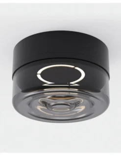 Lámpara de techo/pared Eclipse - ACB - Mini plafón LED decorativo de cristal fumé, IP65 idóneo para baño