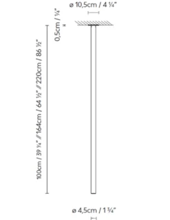 Lámpara de techo Solid C - B.lux - Tubular vertical para techos altos con óptica darklight, luz de acento