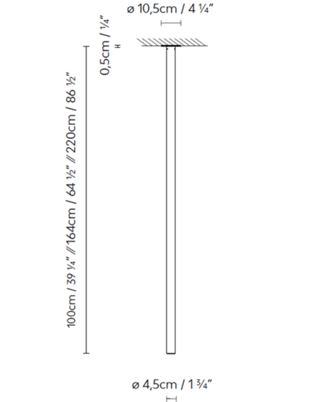 Lámpara de techo Solid C - B.lux - Tubular vertical para techos altos con óptica darklight, luz de acento
