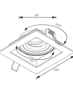 Lámpara empotrable 4204 - Conalux - Downlight basculante cuadrado