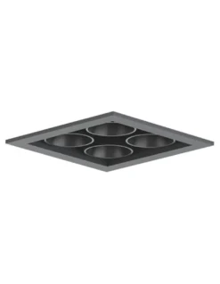 Lámpara empotrable de techo Hera Q1 - Conalux - Diseño cuadrado negro, 4 focos