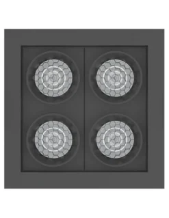 Lámpara empotrable de techo Hera Q1 - Conalux - Diseño cuadrado negro, 4 focos