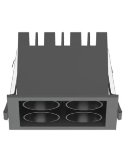 Lámpara empotrable de techo Hera Q1 - Conalux - Diseño cuadrado negro, 4 focos