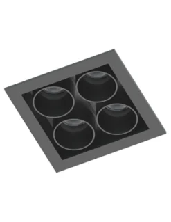 Lámpara empotrable de techo Hera Q1 - Conalux - Diseño cuadrado negro, 4 focos