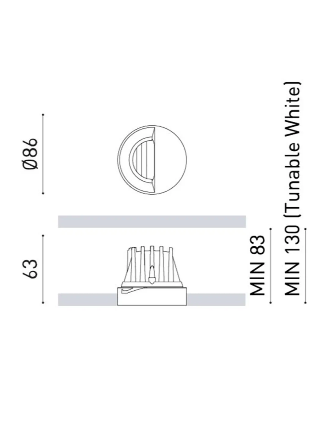 Lámpara empotrable de techo trimless Buddy Wall Washer - Arkoslight - Foco redondo LED, bañador de pared