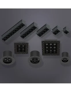 Lámpara empotrable Hera QEP - Conalux - Diseño cuadrado negro con 4 focos