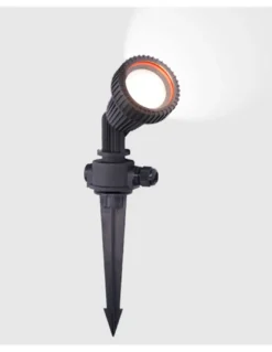 Lámpara estaca de exterior Tidian – FORLIGHT – Proyector de suelo negro, GU10 IP65, Apto para ambientes salinos